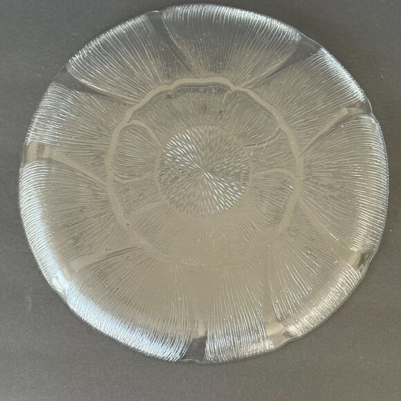 Vintage Clear Glass Floral Pattern Plate With Textured Design 11 - Picture 3 of 4